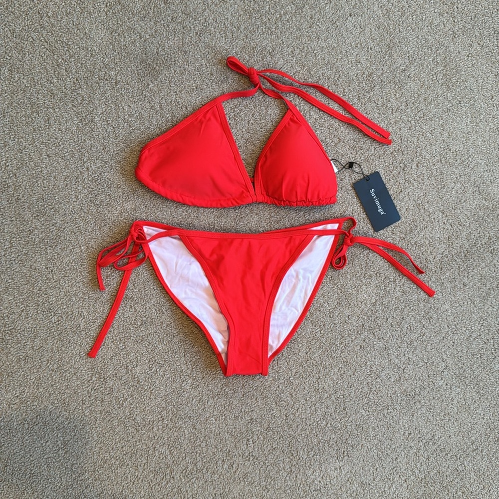 Red Triangle Bikini Set - Picture 2 of 5